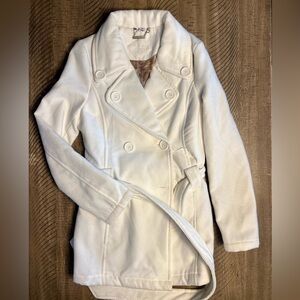 Jou Jou Winter White Pea Coat Fully Lined Sz Small